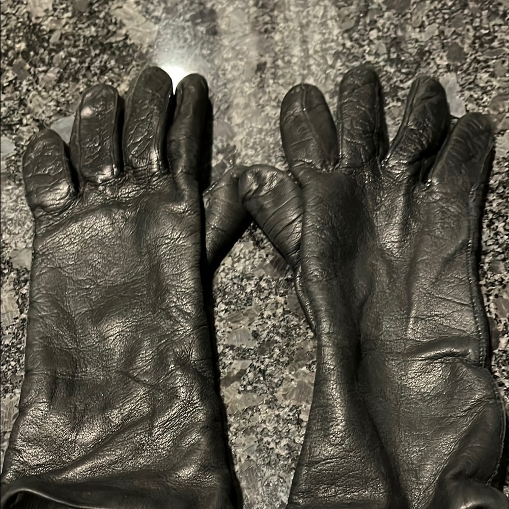 Black Leather Gloves with Smooth Texture